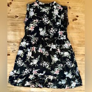Floral Black Mini Dress | S